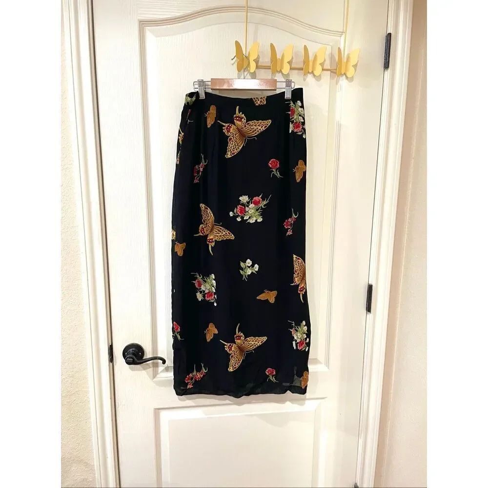 Vintage 90s Jessica Howard Women’s Midi Butterfly skirt size 10 petite